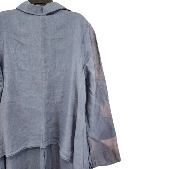 Cynthia Ashby Women's 100% Linen Asymmetrical Lagenlook Coat Oversized Dress - M